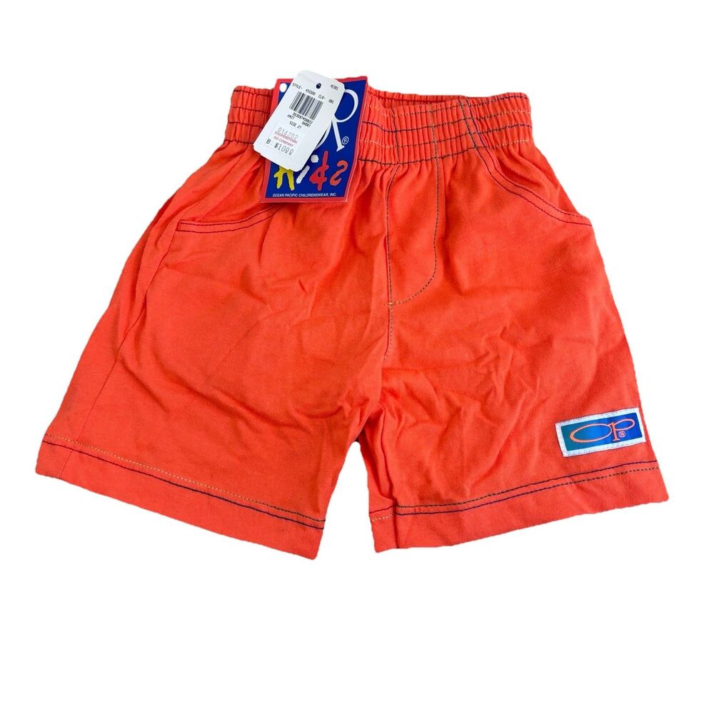 Vtg 90s Ocean Pacific OP Kids Knit Shorts Size 2T Orange NWT New Old Stock NOS